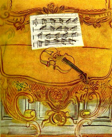 konsol med gul fiol